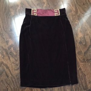 NWOT bill blass burgundy velvet and silk skirt